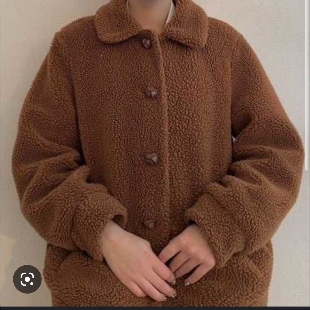 H&M Teddy Brown Oversized Sherpa Jacket - Picture 3 of 4